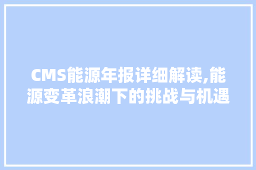 CMS能源年报详细解读,能源变革浪潮下的挑战与机遇 网站建设公司