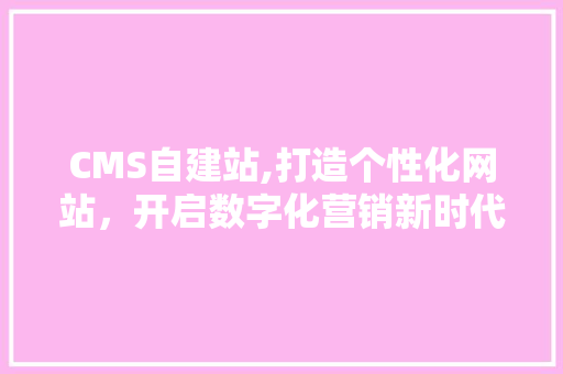 CMS自建站,打造个性化网站，开启数字化营销新时代 百度SEO