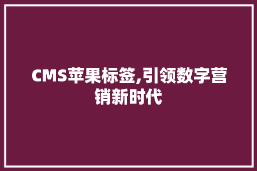 CMS苹果标签,引领数字营销新时代 网站建设公司