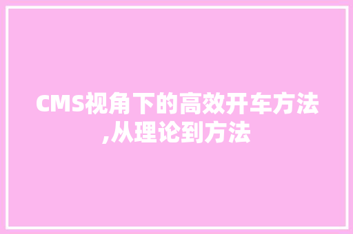 CMS视角下的高效开车方法,从理论到方法 搜狗SEO