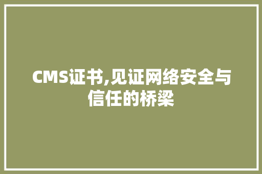 CMS证书,见证网络安全与信任的桥梁