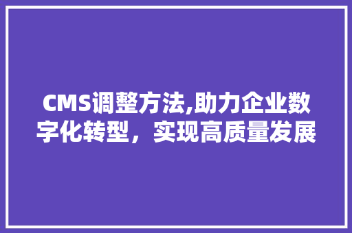 CMS调整方法,助力企业数字化转型，实现高质量发展 百度SEO