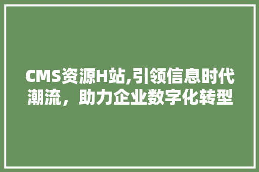 CMS资源H站,引领信息时代潮流，助力企业数字化转型 百度SEO