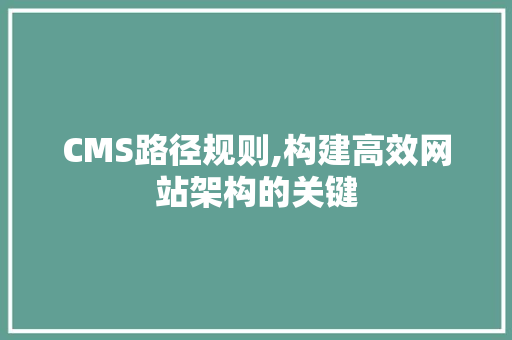 CMS路径规则,构建高效网站架构的关键 网站建设公司
