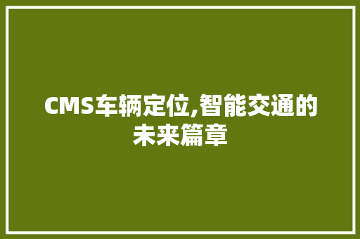 CMS车辆定位,智能交通的未来篇章 百度SEO