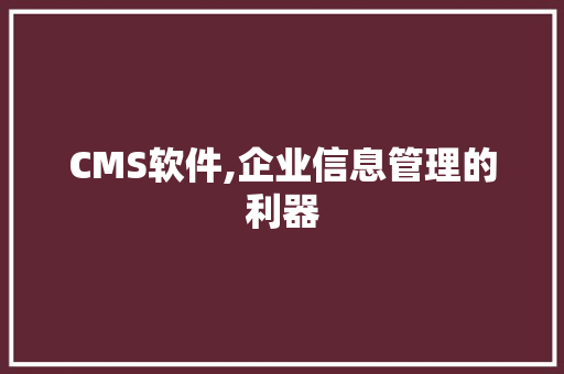 CMS软件,企业信息管理的利器 神马SEO