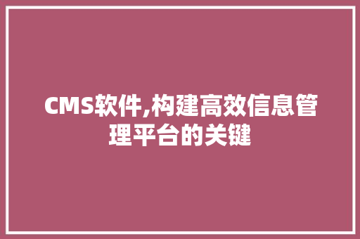 CMS软件,构建高效信息管理平台的关键 必应SEO