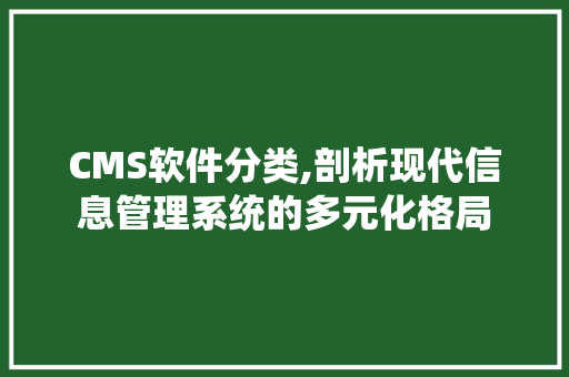 CMS软件分类,剖析现代信息管理系统的多元化格局 必应SEO