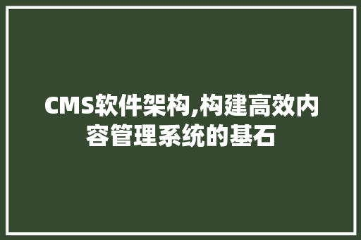 CMS软件架构,构建高效内容管理系统的基石 百度SEO