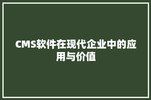 CMS软件在现代企业中的应用与价值 神马SEO