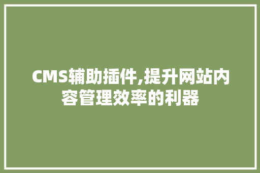 CMS辅助插件,提升网站内容管理效率的利器 SEO关键词