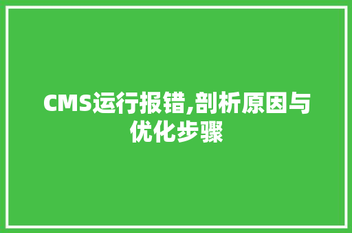 CMS运行报错,剖析原因与优化步骤 SEO关键词