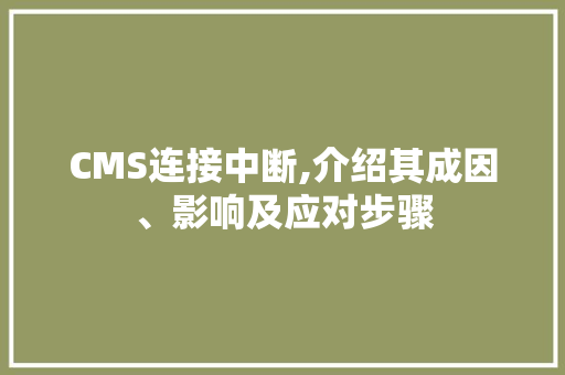 CMS连接中断,介绍其成因、影响及应对步骤