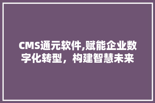 CMS通元软件,赋能企业数字化转型，构建智慧未来 神马SEO