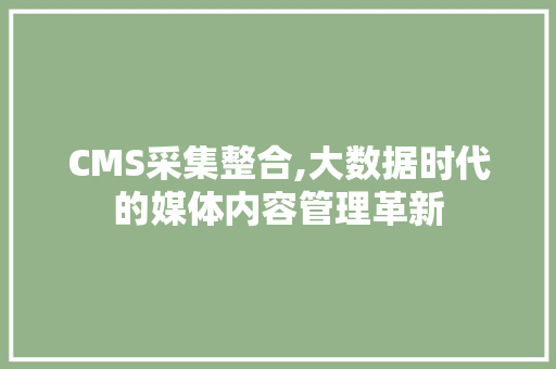 CMS采集整合,大数据时代的媒体内容管理革新 搜狗SEO