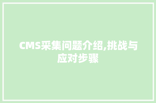 CMS采集问题介绍,挑战与应对步骤 必应SEO