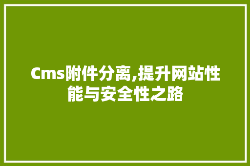 Cms附件分离,提升网站性能与安全性之路 网站建设公司