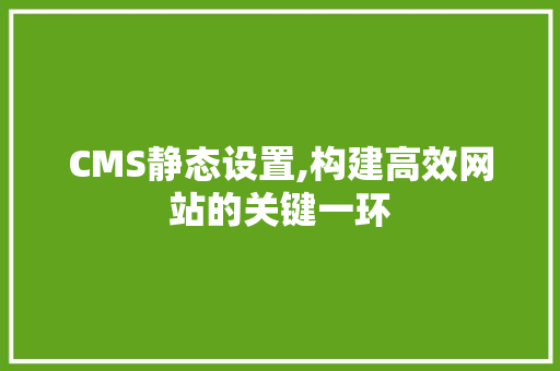 CMS静态设置,构建高效网站的关键一环 百度SEO