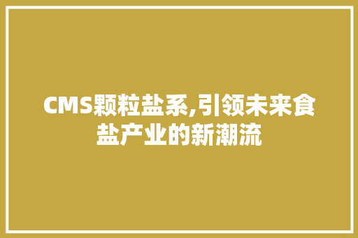 CMS颗粒盐系,引领未来食盐产业的新潮流 SEO关键词