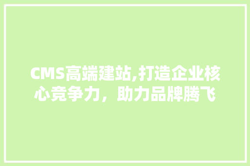 CMS高端建站,打造企业核心竞争力，助力品牌腾飞 搜狗SEO
