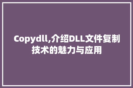 Copydll,介绍DLL文件复制技术的魅力与应用 百度SEO