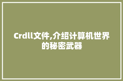 Crdll文件,介绍计算机世界的秘密武器 SEO关键词