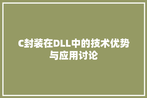 C封装在DLL中的技术优势与应用讨论 神马SEO
