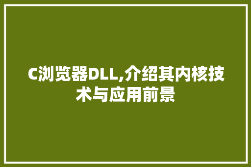 C浏览器DLL,介绍其内核技术与应用前景 百度SEO