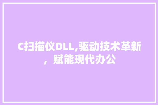 C扫描仪DLL,驱动技术革新，赋能现代办公 SEO关键词