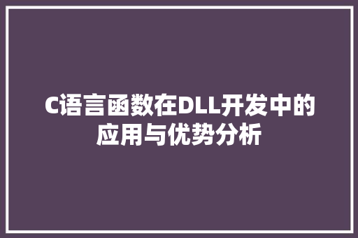 C语言函数在DLL开发中的应用与优势分析 SEO关键词