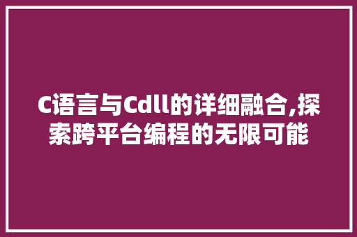C语言与Cdll的详细融合,探索跨平台编程的无限可能 必应SEO