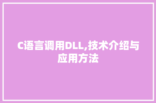 C语言调用DLL,技术介绍与应用方法 SEO关键词