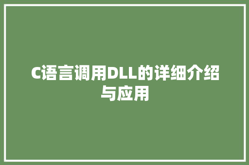 C语言调用DLL的详细介绍与应用 百度SEO