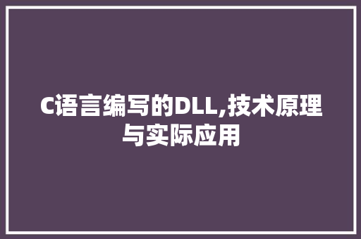 C语言编写的DLL,技术原理与实际应用 神马SEO