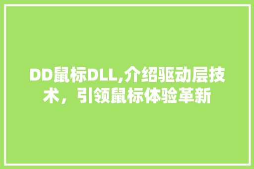 DD鼠标DLL,介绍驱动层技术，引领鼠标体验革新 SEO关键词