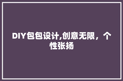 DIY包包设计,创意无限，个性张扬