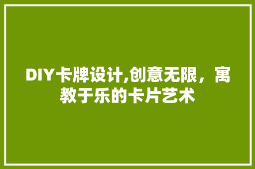DIY卡牌设计,创意无限，寓教于乐的卡片艺术 必应SEO