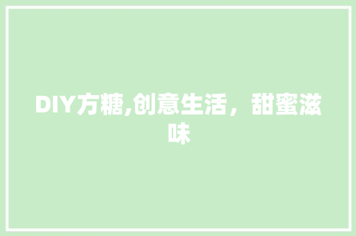 DIY方糖,创意生活，甜蜜滋味 神马SEO