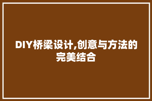 DIY桥梁设计,创意与方法的完美结合 必应SEO