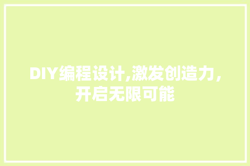 DIY编程设计,激发创造力，开启无限可能 SEO关键词