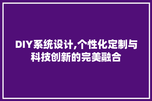 DIY系统设计,个性化定制与科技创新的完美融合