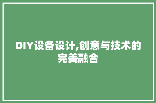 DIY设备设计,创意与技术的完美融合 神马SEO