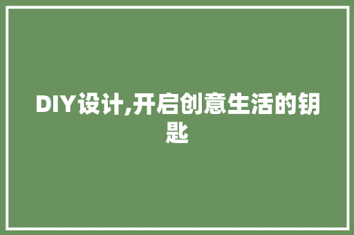 DIY设计,开启创意生活的钥匙 神马SEO