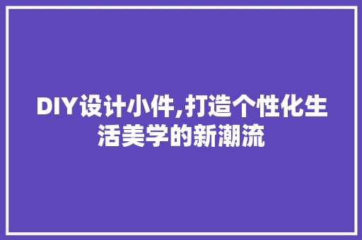DIY设计小件,打造个性化生活美学的新潮流 神马SEO