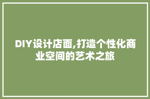 DIY设计店面,打造个性化商业空间的艺术之旅 网站建设公司