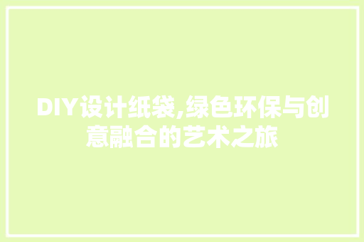 DIY设计纸袋,绿色环保与创意融合的艺术之旅 必应SEO