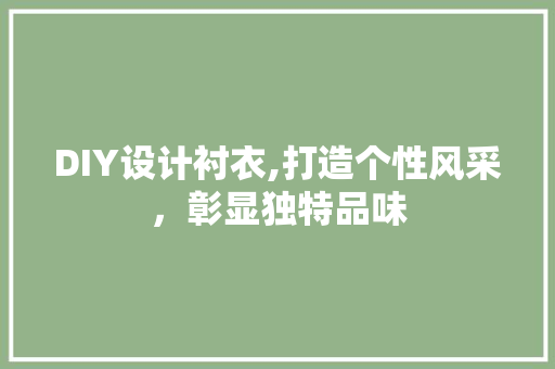 DIY设计衬衣,打造个性风采，彰显独特品味 必应SEO