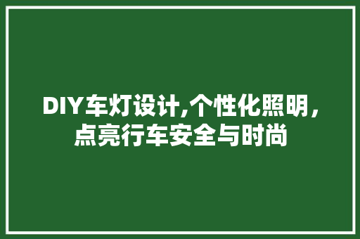 DIY车灯设计,个性化照明，点亮行车安全与时尚
