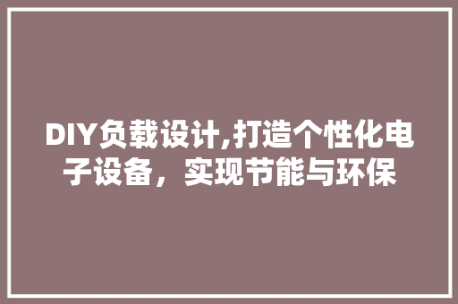DIY负载设计,打造个性化电子设备，实现节能与环保 神马SEO