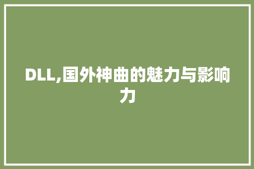DLL,国外神曲的魅力与影响力 神马SEO